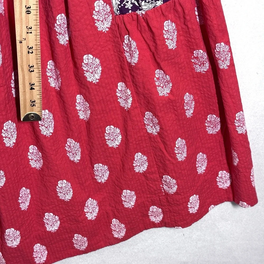 Maeve Dress‎ Womens XS Patchwork Square Neck Tape Detail Midi Peasant Cottage